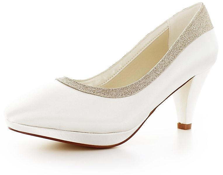 White Lady 838 ivory - einfärbbare Satin-Brautschuhe mit Glitzerrand Pumps günstig online kaufen