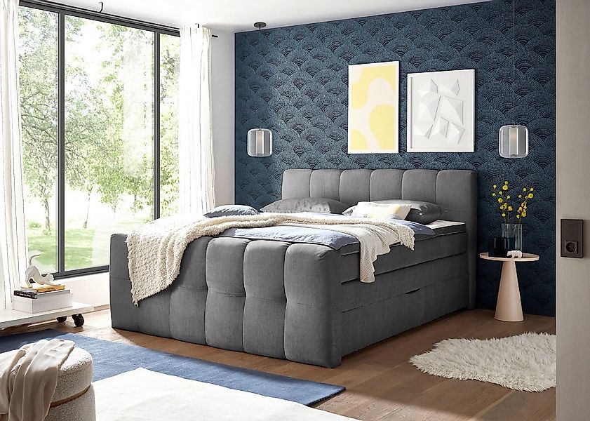 ED EXCITING DESIGN Boxspringbett Tolfa mit Komforteinstiegshöhe von 73cm, e günstig online kaufen