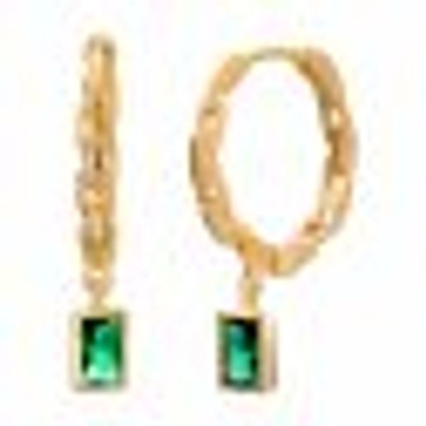 Creole 925 Sterling Silber vergoldet Kettendesign Baguette Anhänger grün günstig online kaufen