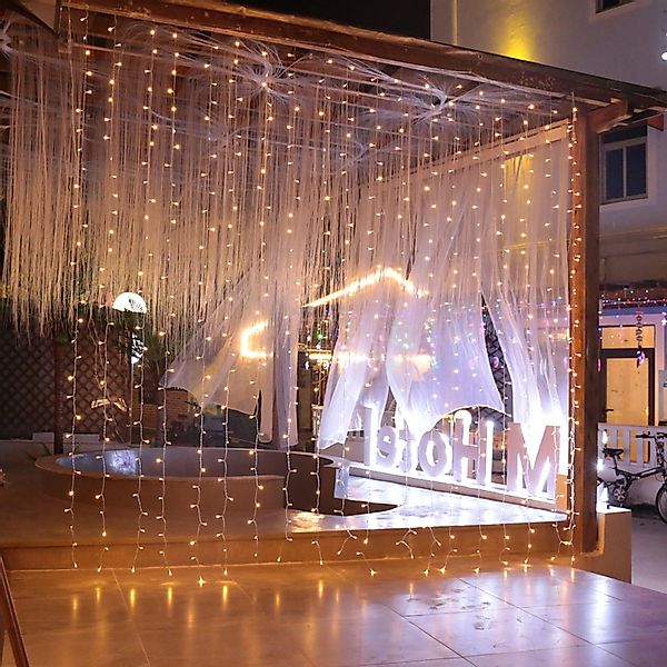 Sunicol LED-Lichtervorhang 3x3M lichterkette vorhang lichtervorhang, günstig online kaufen