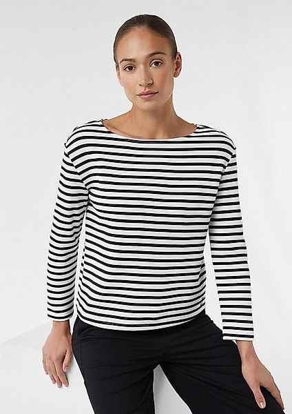 comma Langarmshirt Sweatshirt Gestreiftes Sweatshirt aus Piqué günstig online kaufen