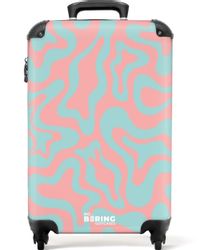 NoBoringSuitcases.com© Hartschalen-Trolley Rosa mit blauem abstraktem günstig online kaufen