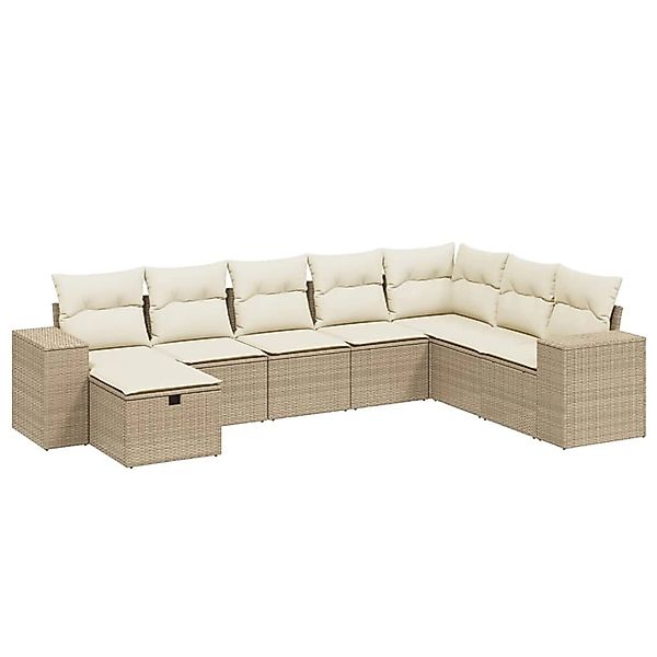 vidaXL 8-Tlg Garten-Sofagarnitur mit Kissen Beige Poly Rattan 3264514 günstig online kaufen