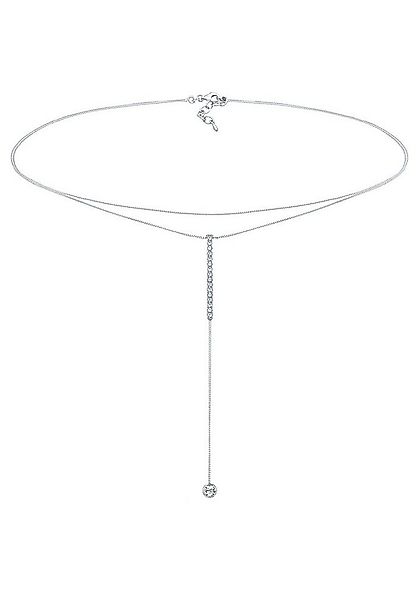 Elli Choker Y-Kette Layer Rechteck Glas Kristalle Weiß 925 Sterling Silber günstig online kaufen