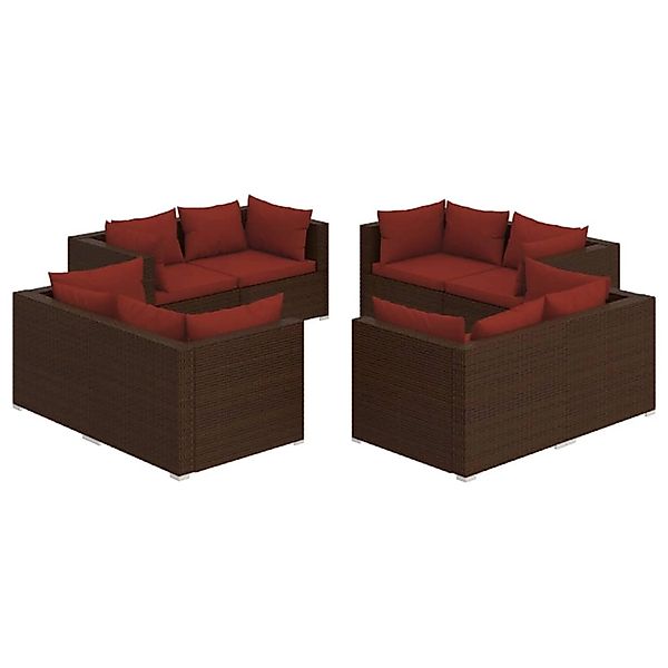 vidaXL 8-tlg Garten-Lounge-Set mit Kissen Poly Rattan Braun Modell 11 günstig online kaufen