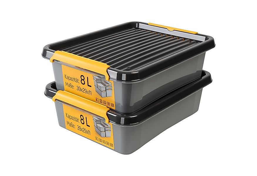 KONZEPT Aufbewahrungsbox mit Deckel, Stapelbox Set 2 Stk. für Keller, Werks günstig online kaufen