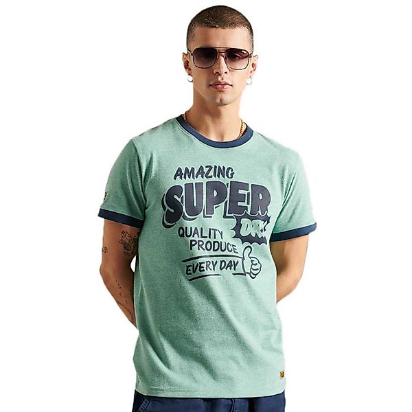 Superdry Workwear Ringer 220 Kurzärmeliges T-shirt M Bright Green Marl günstig online kaufen