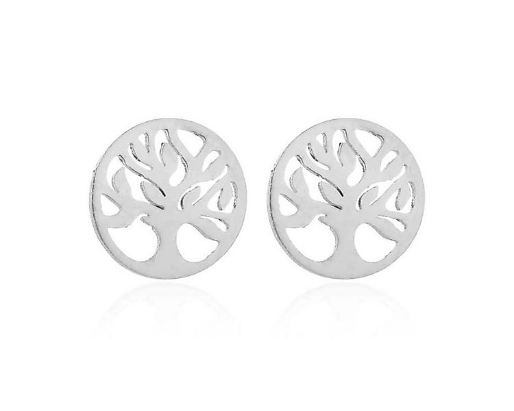 KARMA Paar Ohrstecker Lebensbaum Roségold Schwarz Silber oder Gold 1 cm run günstig online kaufen