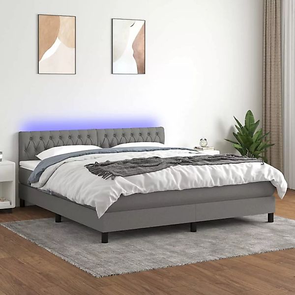 vidaXL Boxspringbett Boxspringbett mit Matratze LED Dunkelgrau 160x200 cm S günstig online kaufen