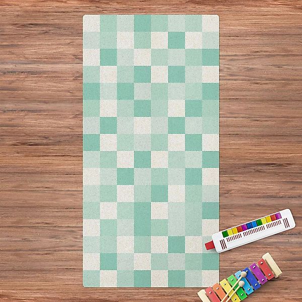 Kork-Teppich Geometrisches Muster Mosaik Mintgrün günstig online kaufen