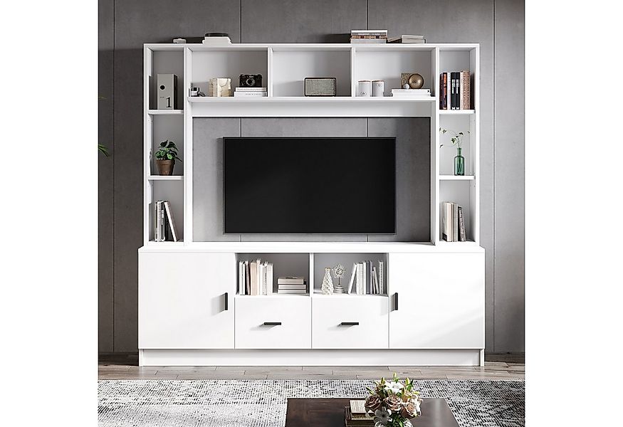Merax Wohnwand Wohnwand-set TV-Board-set, (1-St), Wohnzimmermöbel-Set mit 2 günstig online kaufen