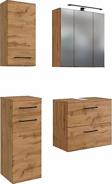 welltime Badmöbel-Set »Chicago« Spiegelschrank, Unterbeckenschrank, Hängesc günstig online kaufen