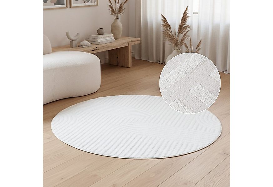 Tapiso Teppich HYGGE, rund, Höhe: 9 mm, Wohnzimmer, Schlafzimmer, pflegelei günstig online kaufen