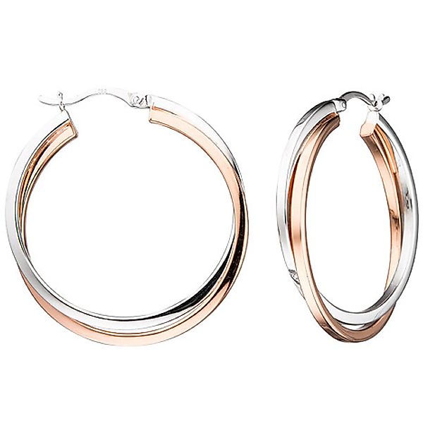 SIGO Creolen rund 925 Sterling Silber bicolor vergoldet Ohrringe günstig online kaufen