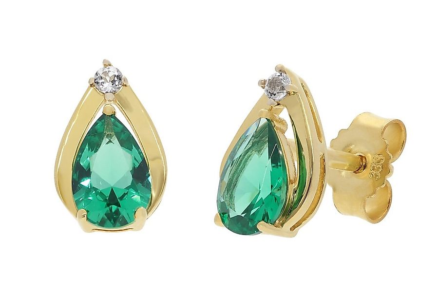 trendor Paar Ohrstecker Damen-Gold 333 / 8K Smaragd günstig online kaufen