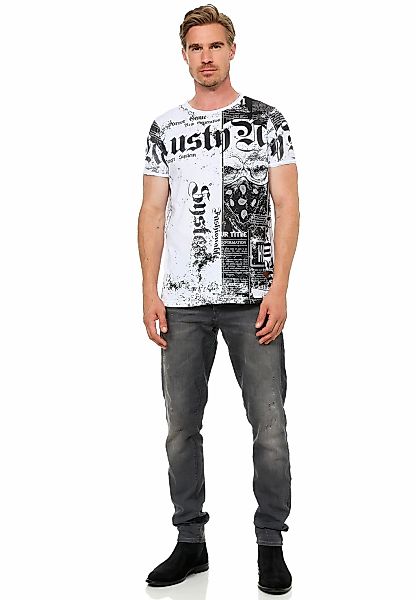 Rusty Neal T-Shirt mit Allover-Print im Used-Look günstig online kaufen