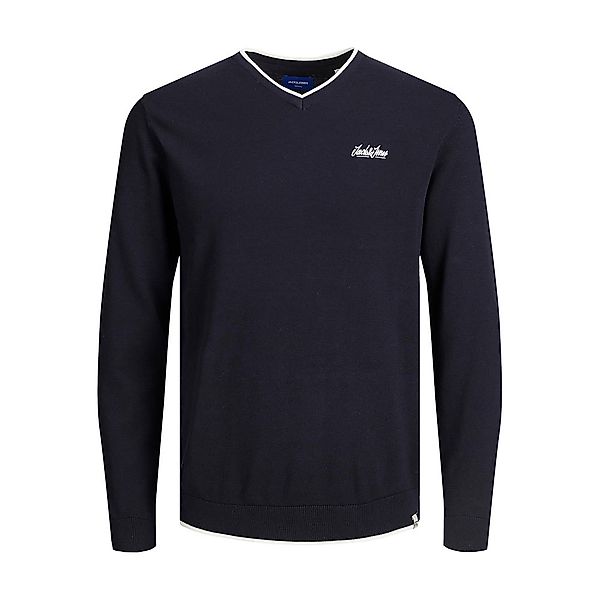 Jack & Jones Tons V-ausschnitt Sweater L Navy Blazer / Detail Cloud Dancer günstig online kaufen