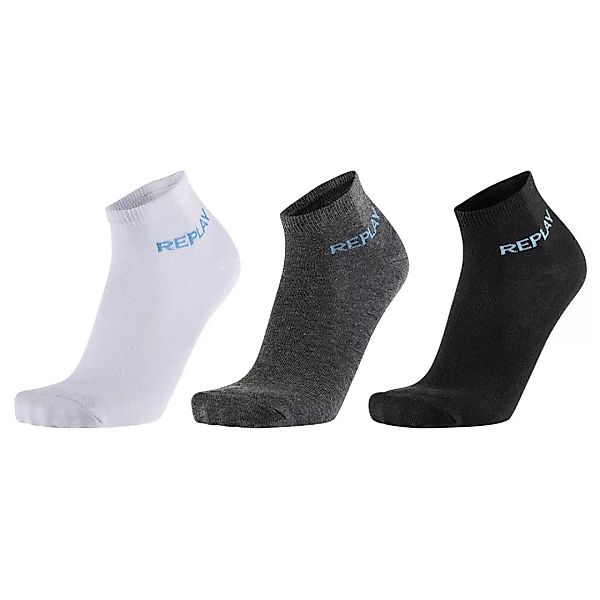 Replay Basic Logo Kurz Socken 3 Paare EU 43-46 Black / Dark Grey Mel / Whit günstig online kaufen
