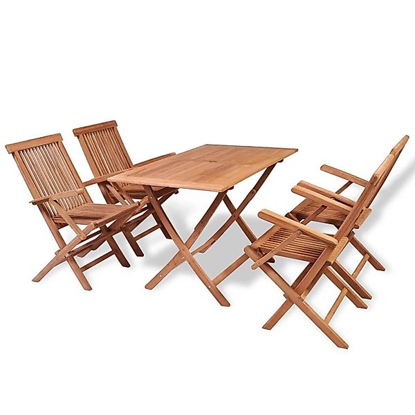 vidaXL 5-Tlg Garten-Essgruppe Teak Massivholz 44683 günstig online kaufen