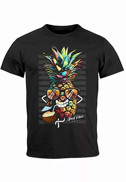 Neverless Print-Shirt Herren T-Shirt Ananas Good Vibes Sommer Sonne Party C günstig online kaufen