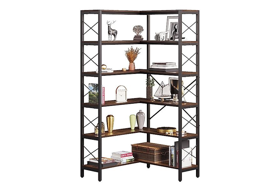 Wildhome Bücherregal Eckregal, 6-Regal Etagere mit Metallrahmen, Offene Lag günstig online kaufen
