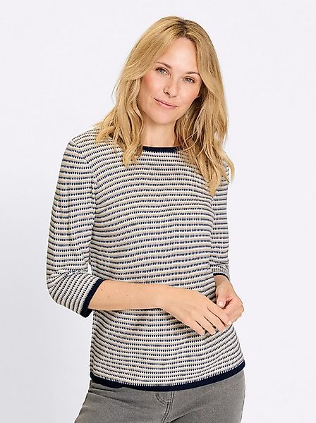 Sieh an! Strickpullover Jacquard-Pullover 3/4-Arm Jacquard günstig online kaufen