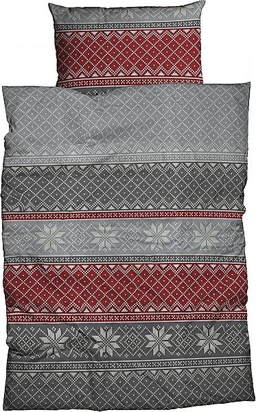 CASATEX Bettwäsche Moldau, Biber, 3 teilig, norwegisches Muster, Schneekris günstig online kaufen