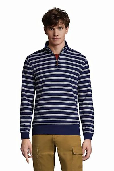 Gemusterter Zipper-Pullover aus Bedford-Ripp, Herren, Größe: M Normal, Blau günstig online kaufen
