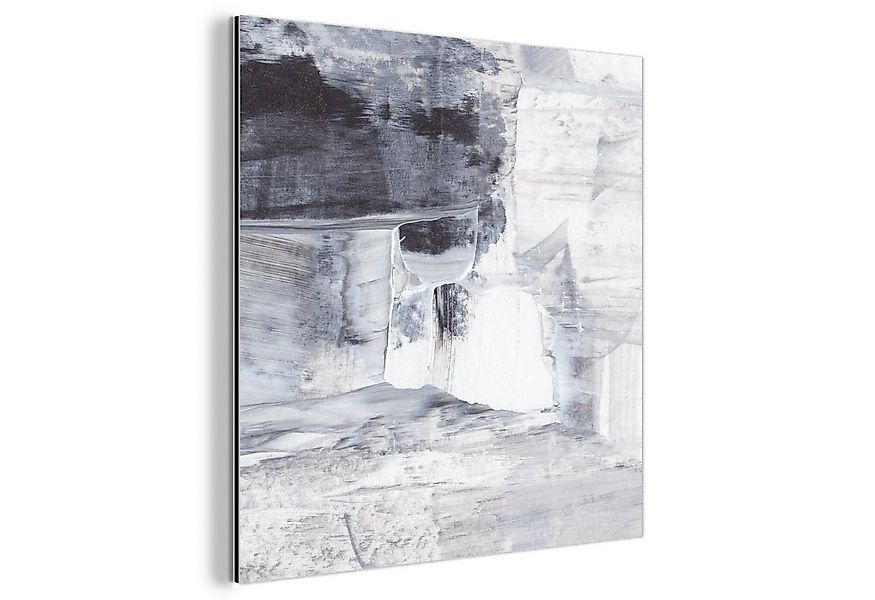 MuchoWow Metallbild Kunst - Farbe - Weiß - Schwarz - Grau, Inkl. Aufhängung günstig online kaufen