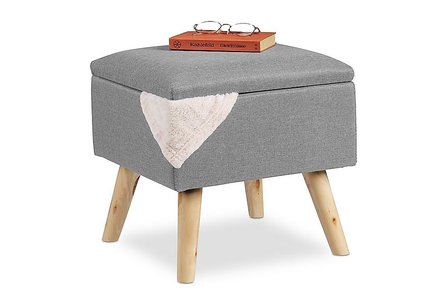 relaxdays Stauraumhocker Hocker mit Stauraum, Hellgrau günstig online kaufen