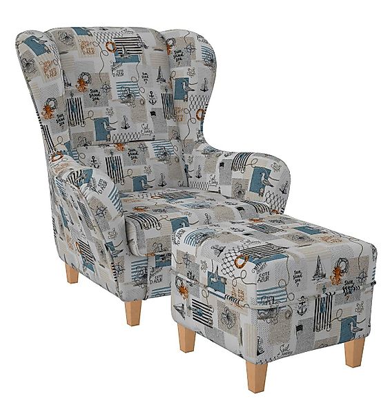Supellex Ohrensessel Sofia Relaxsessel mit Hocker günstig online kaufen