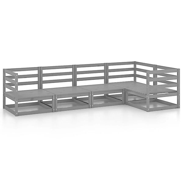 vidaXL 5-Tlg Garten-Lounge-Set Grau Massivholz Kiefer 3075556 günstig online kaufen