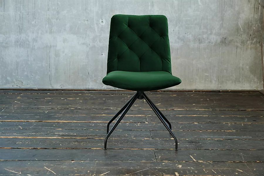 KAWOLA Stuhl NEW CHARME Drehstuhl Esszimmerstuhl Velvet smaragd günstig online kaufen