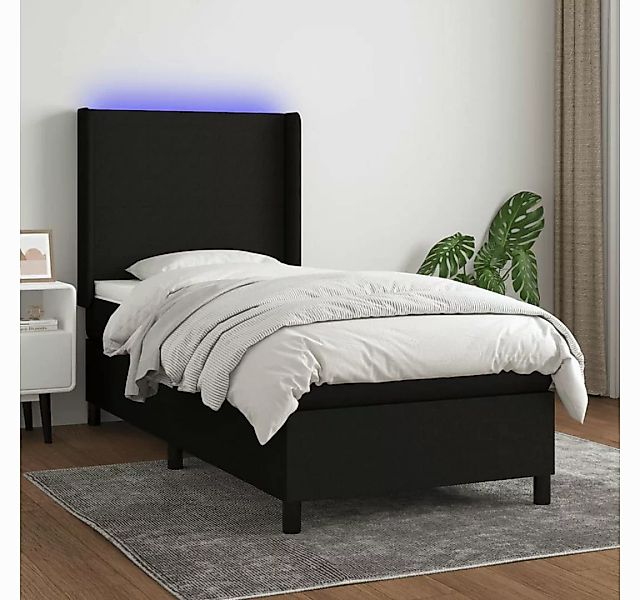 vidaXL Boxspringbett Boxspringbett mit Matratze LED Schwarz 100x200 cm Stof günstig online kaufen