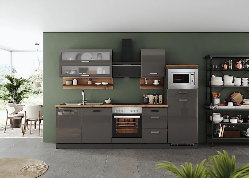 KOCHSTATION Küchenzeile "KS-Milan", 280 cm breit, robuste Metallauszüge, vi günstig online kaufen