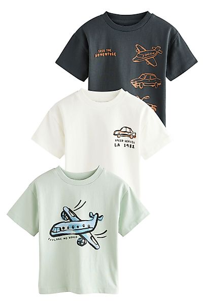 Next T-Shirt 3er-Pack Kurzarm-T-Shirts aus 100 % günstig online kaufen