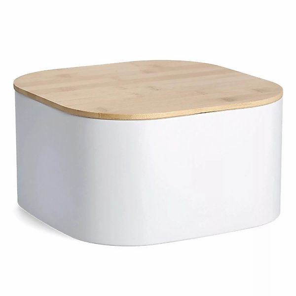 Zeller Brotkasten Metall mit Bambusdeckel 14,5 cm x 26,5 cm x 26,5 cm Weiß günstig online kaufen