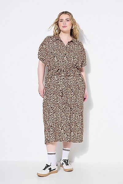 Studio Untold Hemdblusenkleid Midikleid Hemdblusen-Style Leo Bindegürtel günstig online kaufen