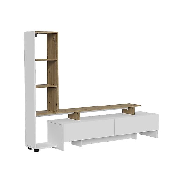 Vicco Lowboard Tavora Weiß/Eiche 168 x 120 mit 2 Schubladen günstig online kaufen