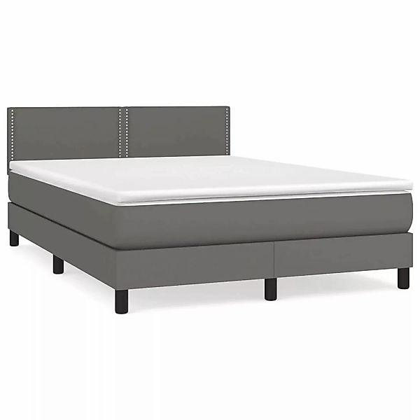 vidaXL Boxspringbett mit Matratze Grau 140x190 cm Kunstleder1397374 günstig online kaufen