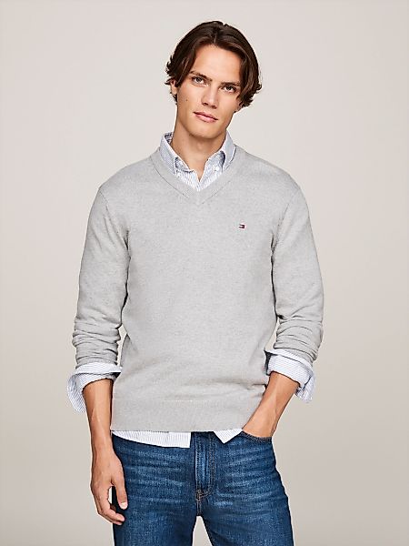 Tommy Hilfiger V-Ausschnitt-Pullover "PIMA ORG CTN CASHMERE V NECK" günstig online kaufen