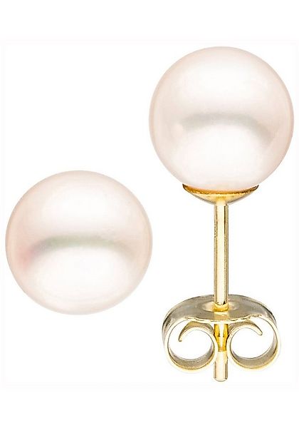 JOBO Paar Ohrstecker, 333 Gold mit Süßwasser-Zuchtperlen 6,5 mm günstig online kaufen