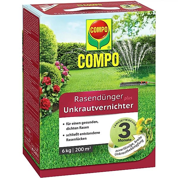 Compo Rasendünger plus Unkrautvernichter 6 kg für 200 m² günstig online kaufen