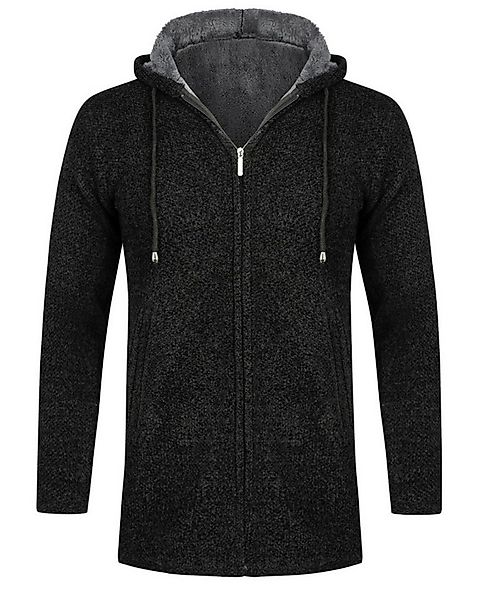 Allthemen Cardigan Herren Strickjacke mit Kapuze Lang Gefüttert Grobstrick günstig online kaufen
