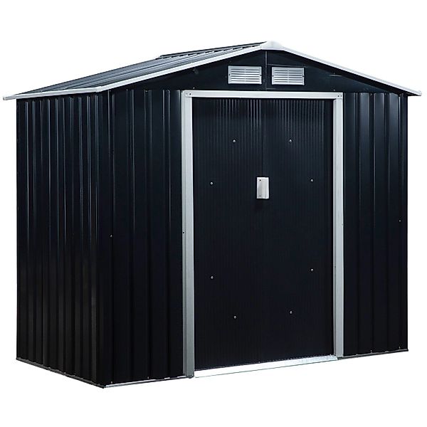 Outsunny Gerätehaus mit Pultdach Stahl Kohlegrau 213L x 130B x 185H cm günstig online kaufen