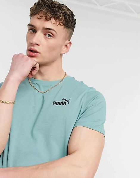 Puma – Essentials – T-Shirt mit Logo in Grün günstig online kaufen