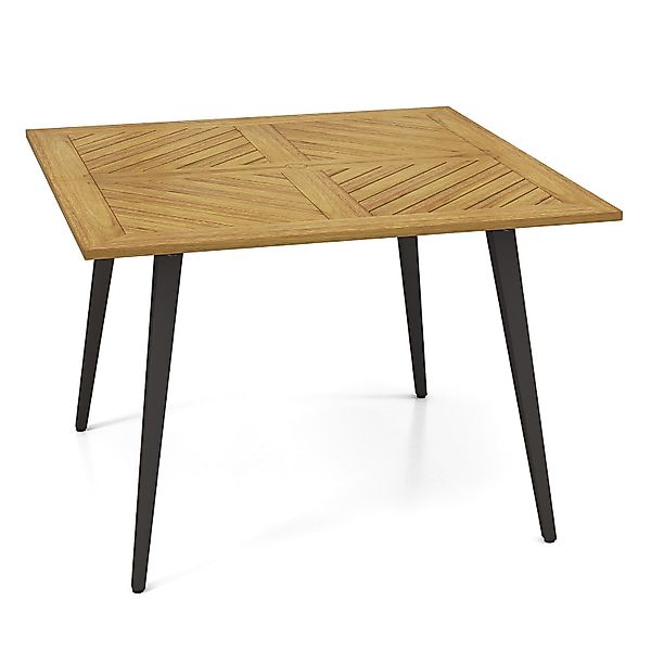 COSTWAY Gartentisch, Akazienholz mit Schirmloch, 107x107cm günstig online kaufen