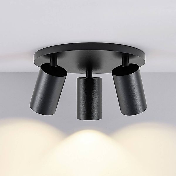 Deckenspot CAN TILT, schwarz, Ø 25 cm, 3-flammig Metall GU10 günstig online kaufen