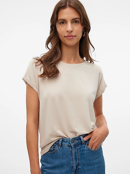 Vero Moda Rundhalsshirt "VMLAVA PLAIN SS TOP LUREX STRIPE" Viskosemischung, günstig online kaufen