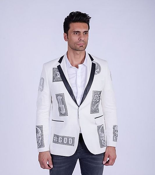 Denim Distriqt Sakko Rockiges Herren Sakkos mit extravagenten Strass Motive günstig online kaufen